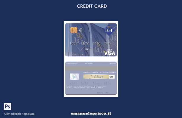 modello di carta di debito Visa Liechtenstein LGT Bank in stile verificato